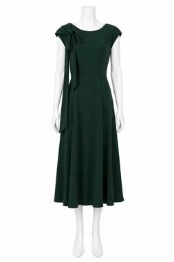 Convertible Bow Shoulder Midi Dress Wedding Guest Career Green Dress Tells M